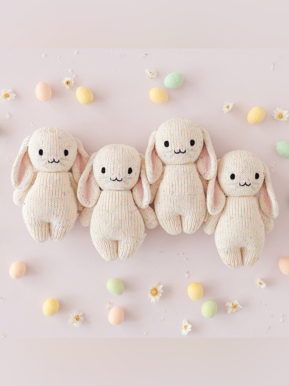 Cuddle + Kind Baby Bunny Confetti Color organic cotton 6 Inch - Picture 2 of 4